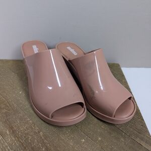 Melissa Nude Platform Slides Women’s Size 7 – Peep Toe Slip-On Sandals
